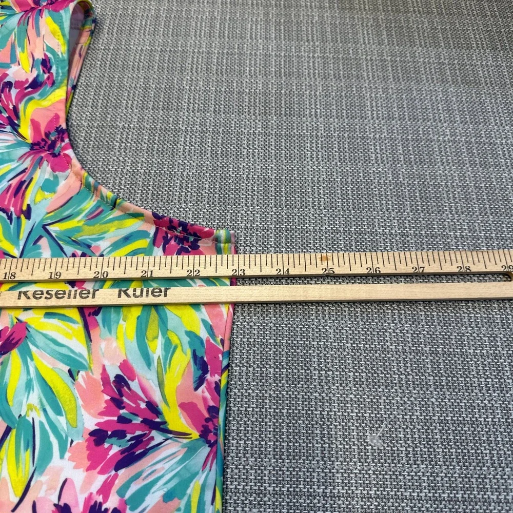 Stella Parker Golf Sleeveless Floral Quarter Zip Top Women XL Resort Performance